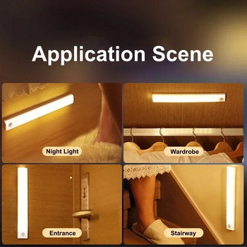Сензор за движение Led светлини Гардероб Коридор Безжична преносима светлина за откриване Кухненски шкаф и Осветление на стая за съхранение