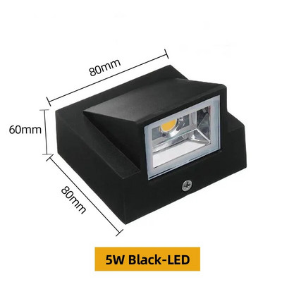 Lampă de perete cu LED în sus și în jos, în aer liber, impermeabilă, IP65, pentru interioare, pentru grădină, aluminiu, dormitor, coridor, iluminare scărilor 5W