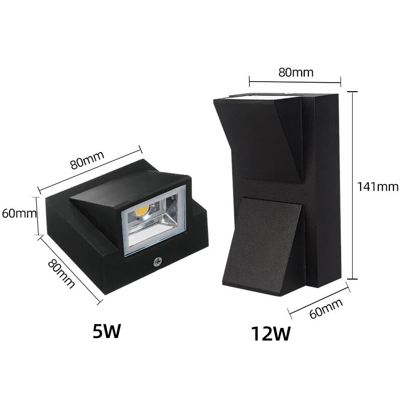 Πάνω και κάτω LED Φωτιστικό τοίχου εξωτερικού χώρου Αδιάβροχο IP65 Εσωτερικό Φωτιστικό Τοίχου Φωτιστικά Κήπου Υπνοδωμάτιο Αλουμίνιο Διάδρομος Φωτισμός σκάλας 5W