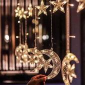 Jõulutuled päikesepõdra kuu tähelamp LED stringi valgusdekoratsioon kodu väljas pulmadeks Led kardina pühadekaunistuseks