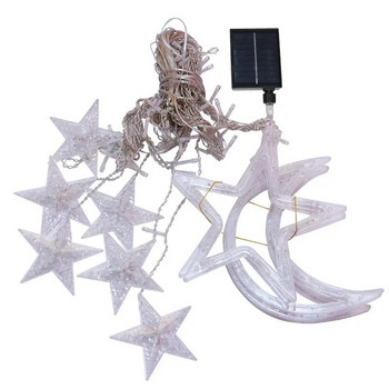 Коледни светлини Solar Elk Moon Star Lamp LED String Light Decoration for Home Outdoor Wedding Led Curtain Holiday Decor