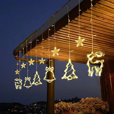 Jõulutuled päikesepõdra kuu tähelamp LED stringi valgusdekoratsioon kodu väljas pulmadeks Led kardina pühadekaunistuseks