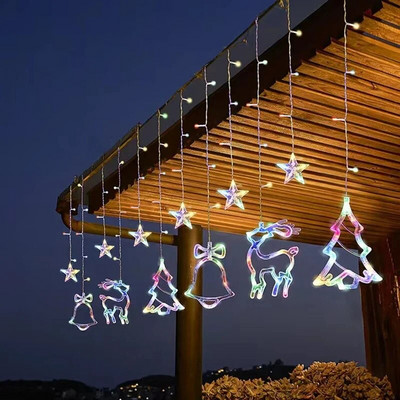 Jõulutuled päikesepõdra kuu tähelamp LED stringi valgusdekoratsioon kodu väljas pulmadeks Led kardina pühadekaunistuseks