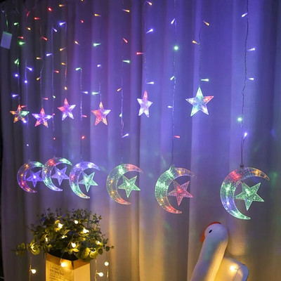 Jõulutuled päikesepõdra kuu tähelamp LED stringi valgusdekoratsioon kodu väljas pulmadeks Led kardina pühadekaunistuseks