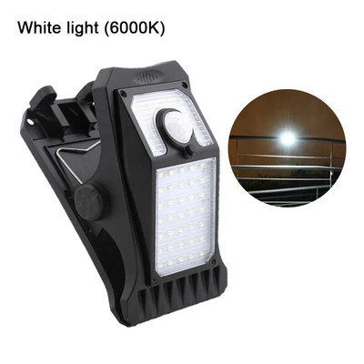 Päikese-LED-tänavavalgusti välitingimustes klambriga liikumisanduriga valgusti IP65 veekindel matkavalgusti tara teki seinale telkimistelgi siseõuele