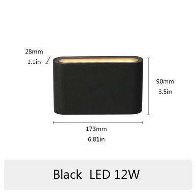 6W 12W LED Lampă de perete modernă, impermeabilă, în aer liber, pentru interior, dormitor, sufragerie, balcon, perete, iluminat pentru casă, aplice de perete din aluminiu