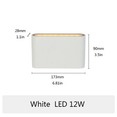 6W 12W LED Lampă de perete modernă, impermeabilă, în aer liber, pentru interior, dormitor, sufragerie, balcon, perete, iluminat pentru casă, aplice de perete din aluminiu