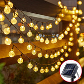 Lumini solare cu LED-uri șir de lumină de grădină de cristal Ghirlandă de Crăciun 8 moduri Lumină de terasă rezistentă la apă pentru decorarea petrecerii în grădină