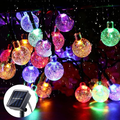 Lumini solare cu LED-uri șir de lumină de grădină de cristal Ghirlandă de Crăciun 8 moduri Lumină de terasă rezistentă la apă pentru decorarea petrecerii în grădină