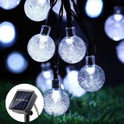 Lumini solare cu LED-uri șir de lumină de grădină de cristal Ghirlandă de Crăciun 8 moduri Lumină de terasă rezistentă la apă pentru decorarea petrecerii în grădină