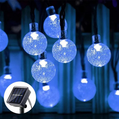 Lumini solare cu LED-uri șir de lumină de grădină de cristal Ghirlandă de Crăciun 8 moduri Lumină de terasă rezistentă la apă pentru decorarea petrecerii în grădină