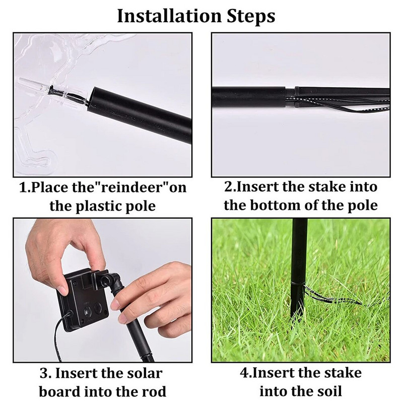 Ηλιακά φώτα εξωτερικού χώρου Τάρανδοι/Κουδούνια/Νιφάδες χιονιού//Φώτα Star Solar Stake Χριστουγεννιάτικα διακοσμητικά για την αυλή του κήπου Pathway