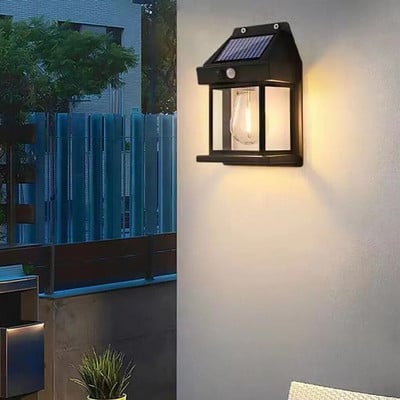 Lampă solară LED Lampă de perete Senzor de mișcare Curte Decorare grădină Impermeabil Lumină solară Energie solară Lumini de curte Iluminat exterior