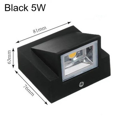 Lampă de perete LED cu design rafinat, cu un singur cap, 5W, IP65 COB, aplice de perete pentru verandă Iluminat peisaj de interior, exterior, AC110 220V