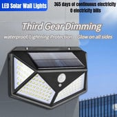 100 LED solárnych nástenných svetiel, vonkajšia solárna lampa so senzorom pohybu, vodotesné solárne slnečné pouličné svetlo pre záhradnú dekoráciu.
