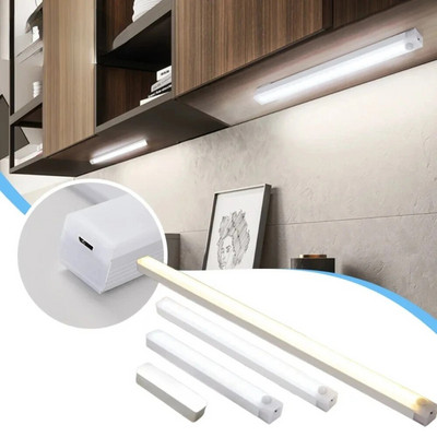 Lumină de noapte LED Lumină cu senzor de mișcare Lampă de noapte reîncărcabilă prin USB fără fir pentru dulap de bucătărie Lampă pentru garderobă Iluminare din spate a scărilor