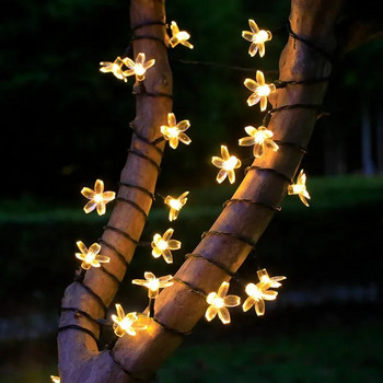 LED Solar Lights Outdoor Floral 5M/7M/12M String Flower Fairy Lamp Γιρλάντες για Χριστουγεννιάτικο πάρτι Διακόσμηση εξωτερικού χώρου Αδιάβροχη