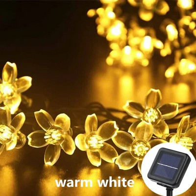 Lumini solare LED în aer liber Floral 5M/7M/12M șir Ghirlande de lampă cu zâne pentru petrecerea de Crăciun Decorare în aer liber Impermeabil