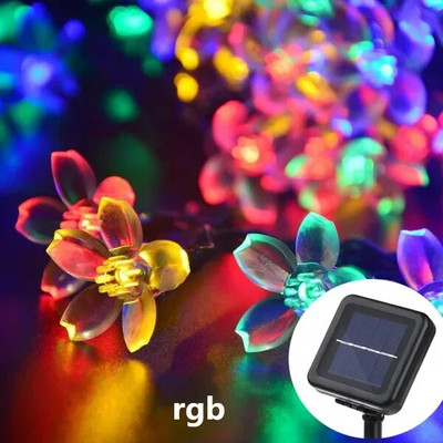 Lumini solare LED în aer liber Floral 5M/7M/12M șir Ghirlande de lampă cu zâne pentru petrecerea de Crăciun Decorare în aer liber Impermeabil