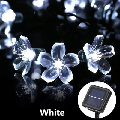 Lumini solare LED în aer liber Floral 5M/7M/12M șir Ghirlande de lampă cu zâne pentru petrecerea de Crăciun Decorare în aer liber Impermeabil