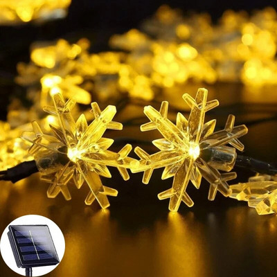 Lumini solare LED în aer liber Floral 5M/7M/12M șir Ghirlande de lampă cu zâne pentru petrecerea de Crăciun Decorare în aer liber Impermeabil