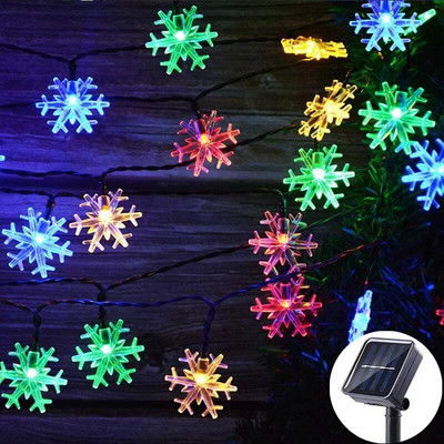Lumini solare LED în aer liber Floral 5M/7M/12M șir Ghirlande de lampă cu zâne pentru petrecerea de Crăciun Decorare în aer liber Impermeabil
