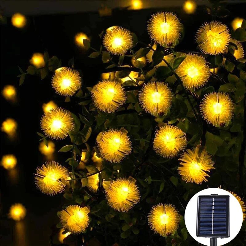 Puffer Ball 100 LED saulės styginiai lauko šviestuvai, 8 režimai, vandeniui atsparūs saulės energija varomi kiemo šviestuvai, skirti sodo vakarėliui dekoruoti