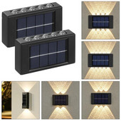 Lampă solară de perete în aer liber, impermeabilă, cu LED-uri, în sus și în jos, iluminare luminoasă pentru grădină, balcon, curte, lămpi de decor stradal