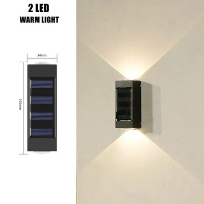 Lampă solară de perete în aer liber, impermeabilă, cu LED-uri, în sus și în jos, iluminare luminoasă pentru grădină, balcon, curte, lămpi de decor stradal