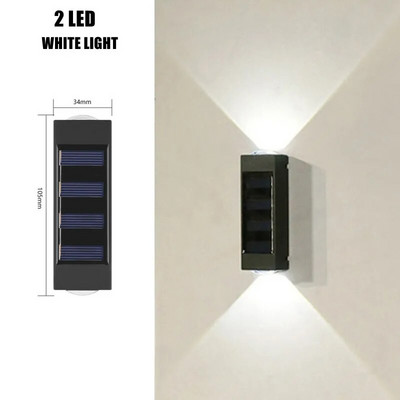 Lampă solară de perete în aer liber, impermeabilă, cu LED-uri, în sus și în jos, iluminare luminoasă pentru grădină, balcon, curte, lămpi de decor stradal