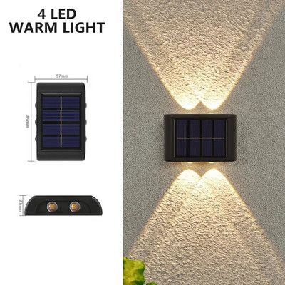 Lampă solară de perete în aer liber, impermeabilă, cu LED-uri, în sus și în jos, iluminare luminoasă pentru grădină, balcon, curte, lămpi de decor stradal