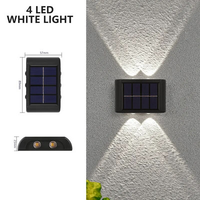 Lampă solară de perete în aer liber, impermeabilă, cu LED-uri, în sus și în jos, iluminare luminoasă pentru grădină, balcon, curte, lămpi de decor stradal