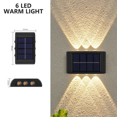 Lampă solară de perete în aer liber, impermeabilă, cu LED-uri, în sus și în jos, iluminare luminoasă pentru grădină, balcon, curte, lămpi de decor stradal