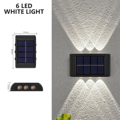 Lampă solară de perete în aer liber, impermeabilă, cu LED-uri, în sus și în jos, iluminare luminoasă pentru grădină, balcon, curte, lămpi de decor stradal