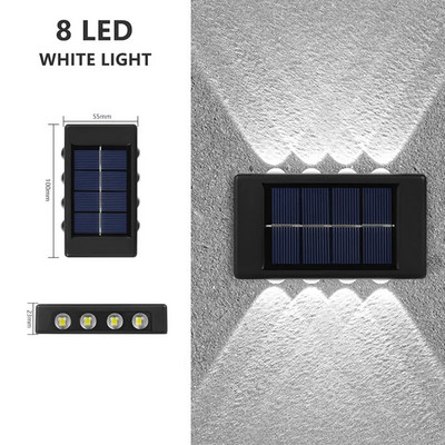 Lampă solară de perete în aer liber, impermeabilă, cu LED-uri, în sus și în jos, iluminare luminoasă pentru grădină, balcon, curte, lămpi de decor stradal