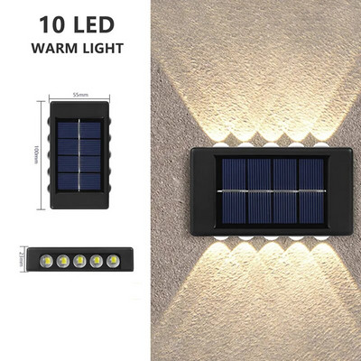 Lampă solară de perete în aer liber, impermeabilă, cu LED-uri, în sus și în jos, iluminare luminoasă pentru grădină, balcon, curte, lămpi de decor stradal