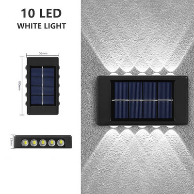 Lampă solară de perete în aer liber, impermeabilă, cu LED-uri, în sus și în jos, iluminare luminoasă pentru grădină, balcon, curte, lămpi de decor stradal