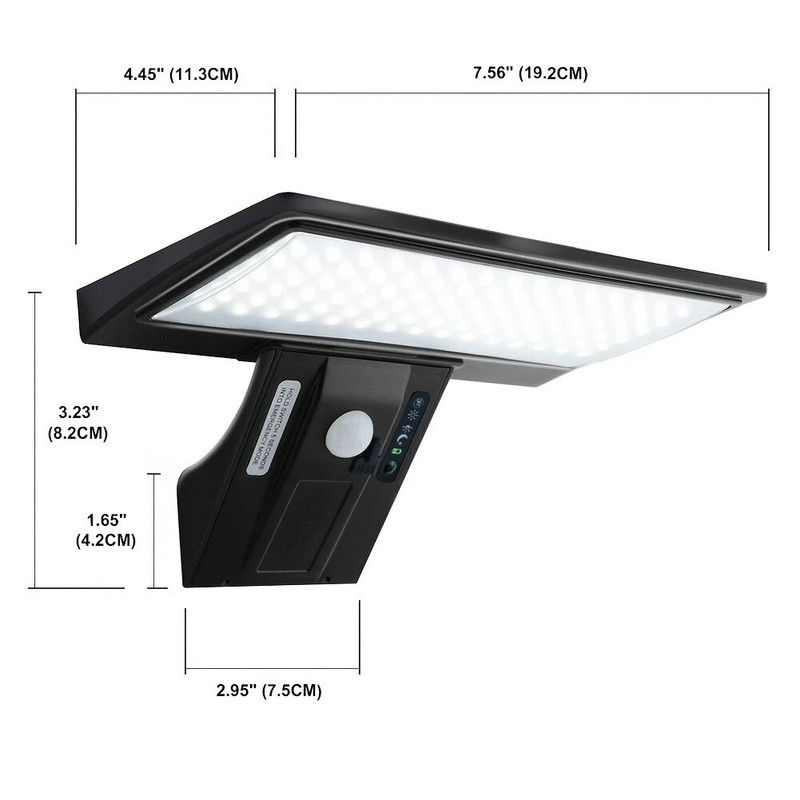 Apsauginiai saulės šviestuvai Saulės energijos šaltiniai lauko šviestuvai, atsparūs vandeniui su judesio jutikliu 4 režimai 90 LED sieniniai šviestuvai verandos kiemo sodui