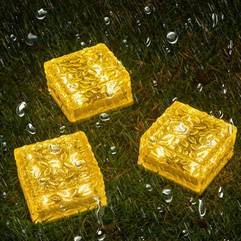 4LED слънчева земна светлина Външна градинска лампа Ice Cube IP65 Водоустойчива за морава Пътека Патио Пейзаж Заден двор Декорация Гореща