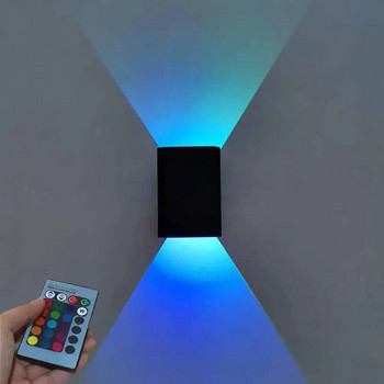 Τετράγωνα LED φωτιστικά τοίχου Διάδρομος Dimmable Πολύχρωμο Up Down φωτιστικό με υπέρυθρο τηλεχειριστήριο εξωτερικού φωτισμού
