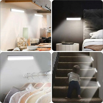 6/10 LED индукционна светлина под шкафа Сензор за движение Нощна лампа за гардероб LED Ленти за нощно осветление на шкафа Шкаф Стълбище Кухня