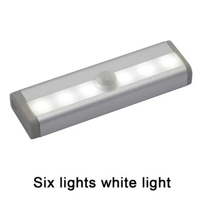 6/10 LED Επαγωγής κάτω από το ντουλάπι Αισθητήρας κίνησης Νυχτερινή λυχνία Ντουλάπα Ντουλάπα LED Νυχτερινό φως Λωρίδες Ντουλάπα Σκάλα Κουζίνα