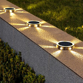 Lumină solară cu disc de putere cu LED-uri, în aer liber, impermeabilă, pentru cărarea de grădină, lumini pentru punte, reflector, lampă cu led solară îngropată, pentru curtea de grădină.