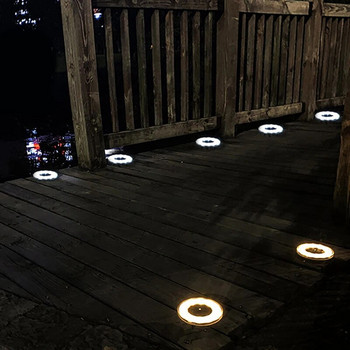 Слънчева LED захранваща дискова светлина Външна водоустойчива градинска пътека Светлини за палуба Прожектор Вградена слънчева светодиодна лампа Градински двор PathWay Decor