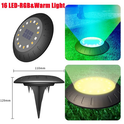 Lumină solară cu disc de putere cu LED-uri, în aer liber, impermeabilă, pentru cărarea de grădină, lumini pentru punte, reflector, lampă cu led solară îngropată, pentru curtea de grădină.
