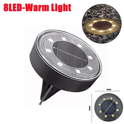 Lumină solară cu disc de putere cu LED-uri, în aer liber, impermeabilă, pentru cărarea de grădină, lumini pentru punte, reflector, lampă cu led solară îngropată, pentru curtea de grădină.
