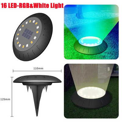 Lumină solară cu disc de putere cu LED-uri, în aer liber, impermeabilă, pentru cărarea de grădină, lumini pentru punte, reflector, lampă cu led solară îngropată, pentru curtea de grădină.