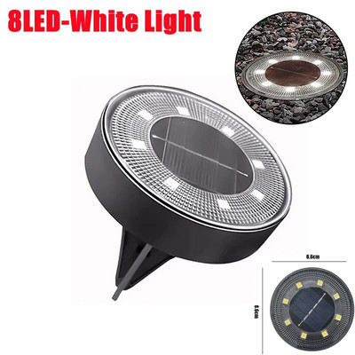 Lumină solară cu disc de putere cu LED-uri, în aer liber, impermeabilă, pentru cărarea de grădină, lumini pentru punte, reflector, lampă cu led solară îngropată, pentru curtea de grădină.