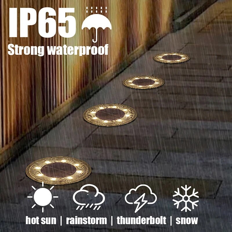 Päikese-LED-toitekettavalgusti välistingimustes veekindel aiatee tekivalgustid kohtvalgustid, maetud päikeseenergia LED-lamp, aiaõue teekujundus