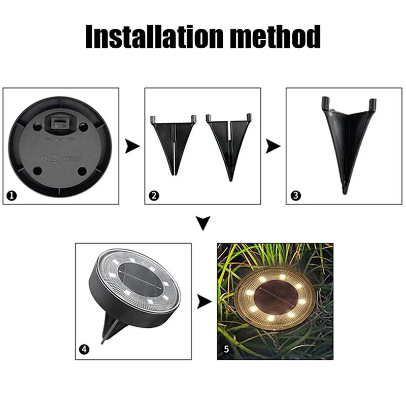 Päikese-LED-toitekettavalgusti välistingimustes veekindel aiatee tekivalgustid kohtvalgustid, maetud päikeseenergia LED-lamp, aiaõue teekujundus